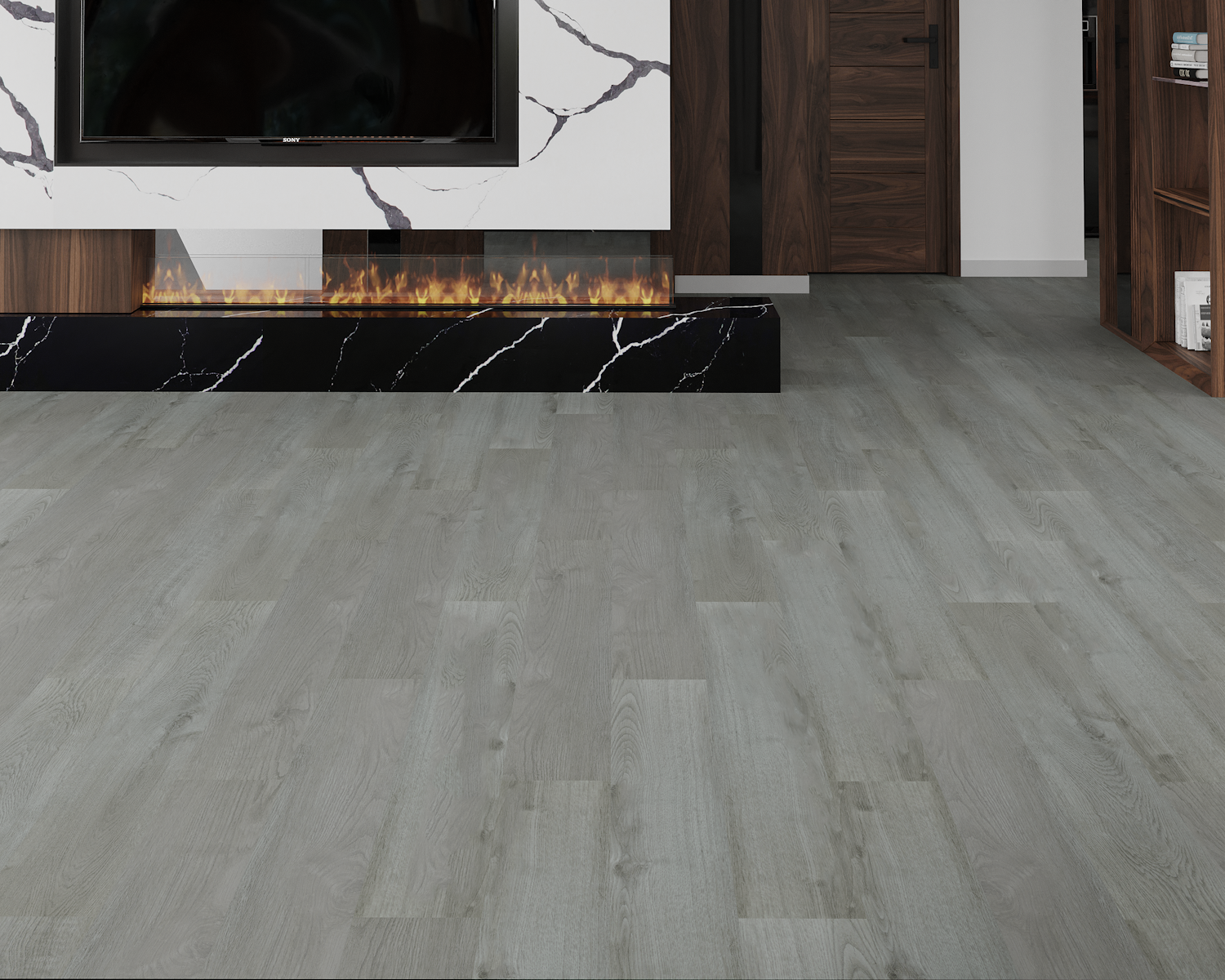 Кварцвиниловый SPC ламинат Art East Artek Дуб Дальневосточный 25-ART 1200×182×4,5 фото в интерьере